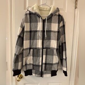 Plaid Faux Fur-lined Coat